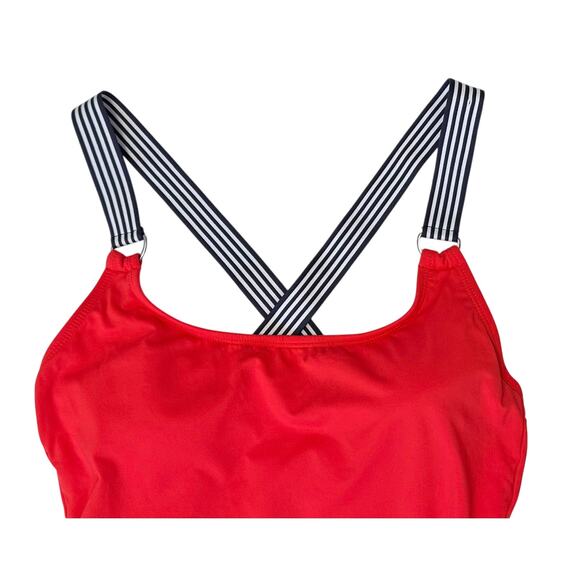 Nautica Lifeguard Cross Back One-Piece Swimsuit Red Classic Retro Size M - Picture 5 of 11